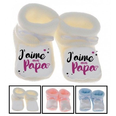 Chaussons de bébé je suis beau et costaud comme papa bleu vert