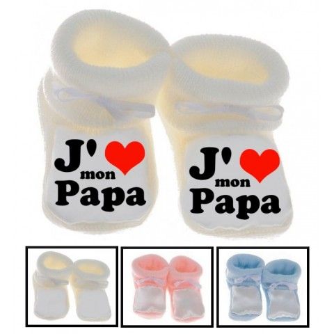 Chaussons de bébé je suis beau et costaud comme papa bleu vert