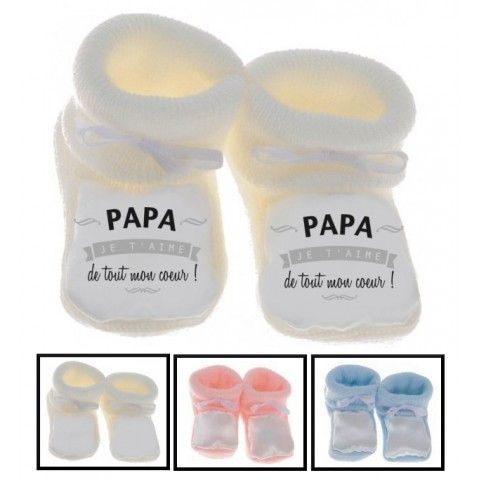 Chaussons de bébé je suis beau et costaud comme papa bleu vert