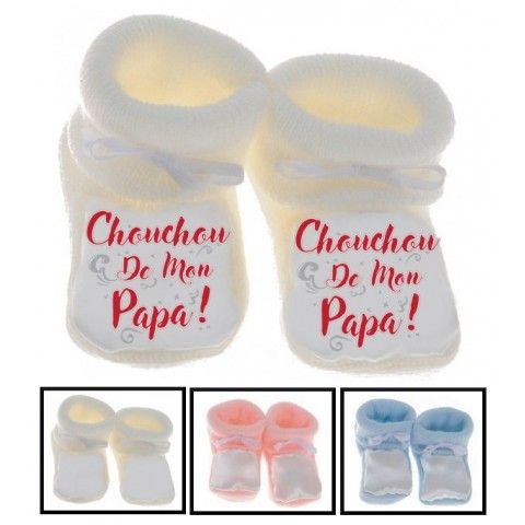 Chaussons de bébé je suis beau et costaud comme papa bleu vert