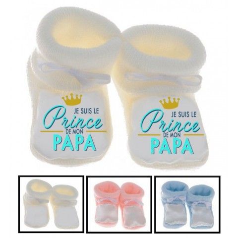 Chaussons de bébé je suis beau et costaud comme papa bleu vert