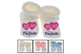 Chaussons de bébé je suis beau et costaud comme papa bleu vert