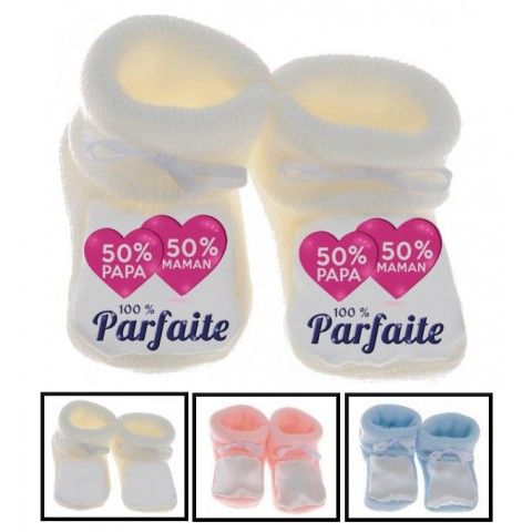 Chaussons de bébé je suis beau et costaud comme papa bleu vert