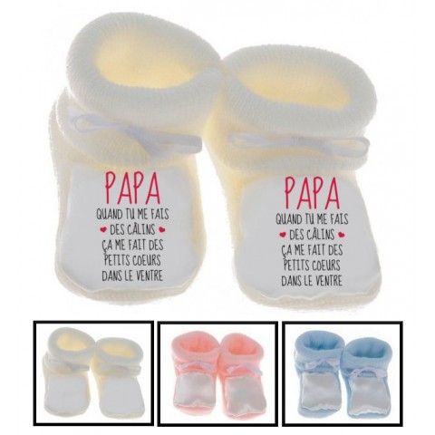 Chaussons de bébé je suis beau et costaud comme papa bleu vert