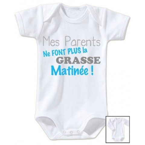 Body de bébé je suis beau et costaud comme papa bleu vert