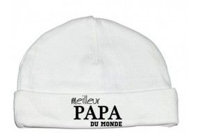 Bonnet de bébé je suis beau et costaud comme papa bleu vert