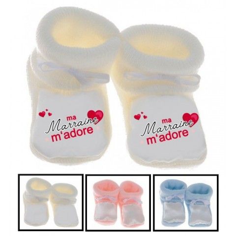 Chaussons de bébé mon parrain m’adore fille