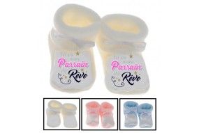 Chaussons de bébé tu es mon parrain de rêve garçon