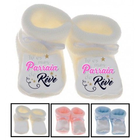 Chaussons de bébé tu es mon parrain de rêve garçon