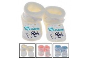 Chaussons de bébé tu es mon parrain de rêve fille