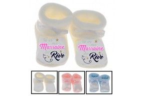 Chaussons de bébé tu es ma marraine de rêve garçon