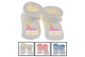 Chaussons de bébé je suis la princesse des râleuses le roi c’est mon parrain