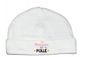 Bonnet de bébé ma marraine est folle de moi garçon