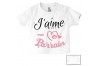 Tee-shirt de bébé j’aime mon parrain double cœur bleu