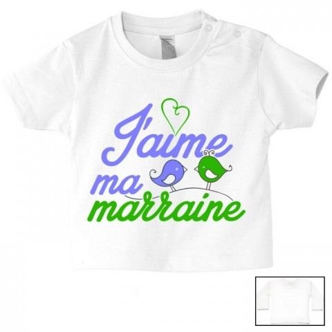 Tee-shirt de bébé i love mon parrain rouge et noir