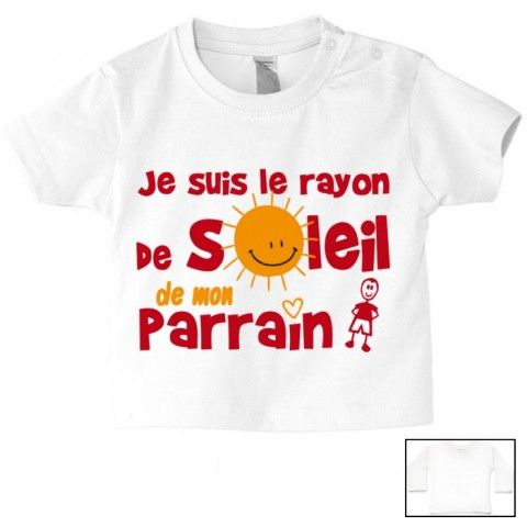 Tee-shirt de bébé j’aime ma marraine double cœur bleu