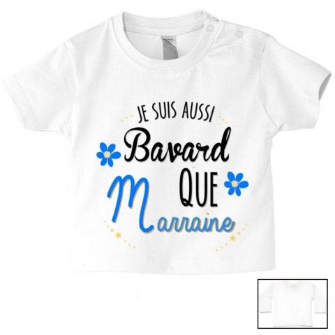 Tee-shirt de bébé je suis aussi bavarde que parrain 