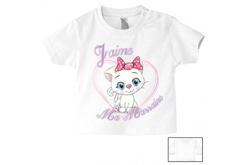 Tee Shirt De Bébé Jaime Ma Marraine Chaton Fille