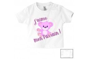 Tee-shirt de bébé j’aime ma marraine triple dose garçon