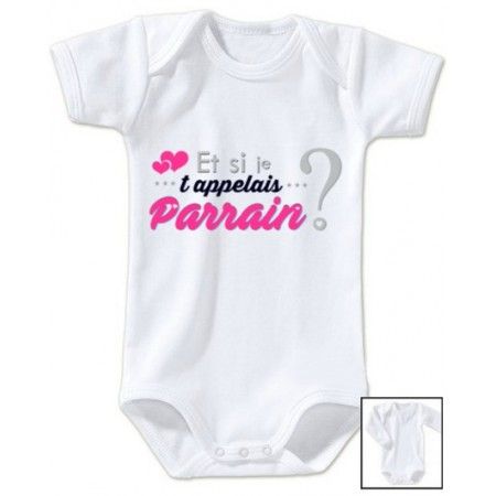 Créa03 Body Bébé 'Et Si Je T'appelais Parrain?' - Cadeau Original Parrain 0-12 Mois, 100% Coton