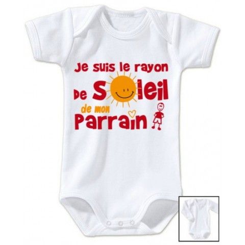 Body de bébé j’aime mon parrain double cœur bleu