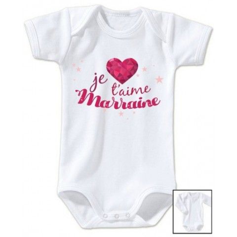 Body de bébé j’aime ma marraine adorée étoiles garçon