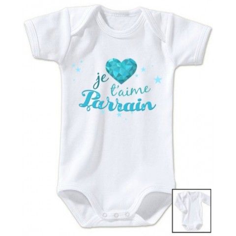 Body de bébé j’aime ma marraine adorée étoiles garçon