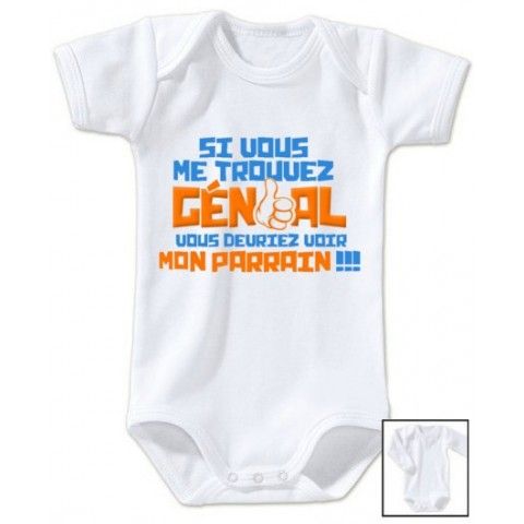 Body de bébé j’aime ma marraine adorée étoiles garçon