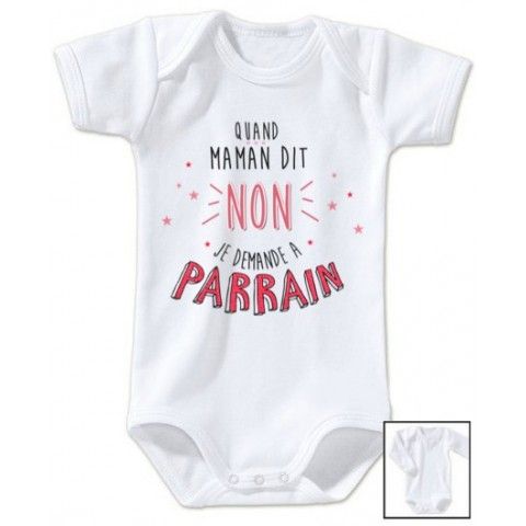 Body de bébé j’aime ma marraine adorée étoiles garçon