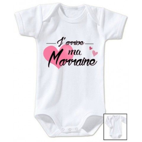 Body de bébé j’aime mon parrain triple cœurs rose