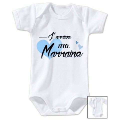 Body de bébé j’aime ma marraine triple cœurs rose