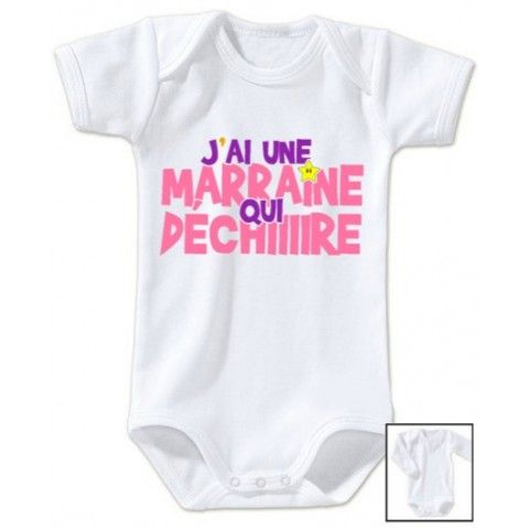 Body de bébé j’aime ma marraine triple cœurs rose