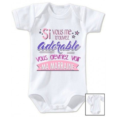 Body de bébé j’aime mon parrain triple cœurs violet