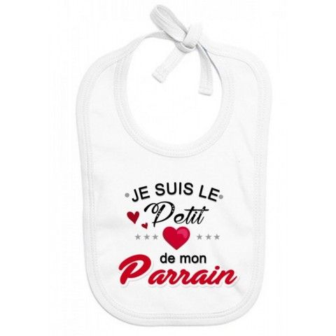 Bavoir de bébé i love mon parrain rouge et noir