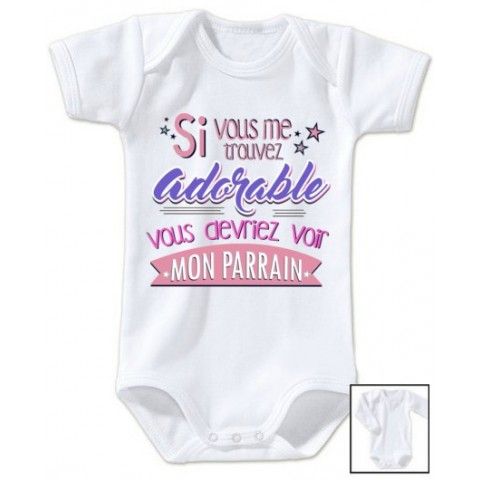 Body de bébé j’aime mon parrain triple cœurs violet