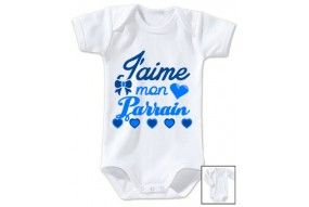 Body de bébé j’aime mon parrain triple cœurs violet