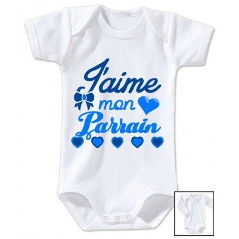 Body de bébé j’aime mon parrain triple cœurs violet