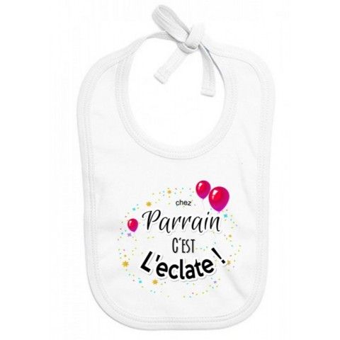 Bavoir de bébé i love mon parrain rouge et noir