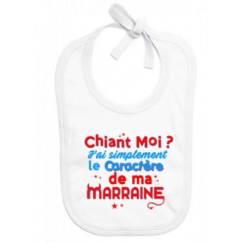 Bavoir de bébé j’aime mon parrain double cœur bleu