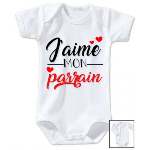 Body de bébé j’aime mon parrain triple dose fille