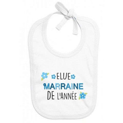 Bavoir de bébé j’aime mon parrain double cœur bleu