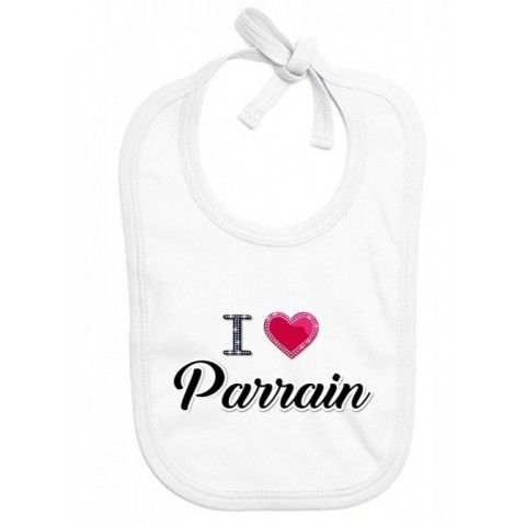 Bavoir de bébé i love mon parrain rouge et noir