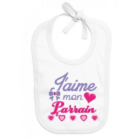 Bavoir de bébé i love mon parrain rouge et noir