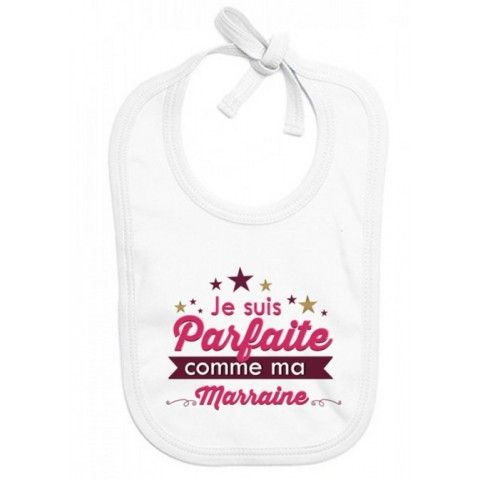 Bavoir de bébé j’aime mon parrain double cœur bleu