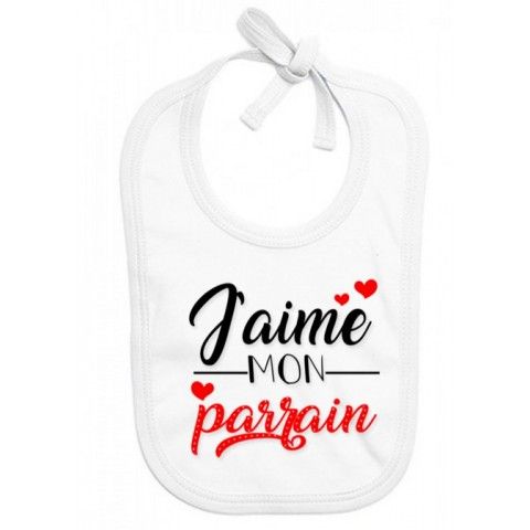 Bavoir de bébé i love mon parrain rouge et noir