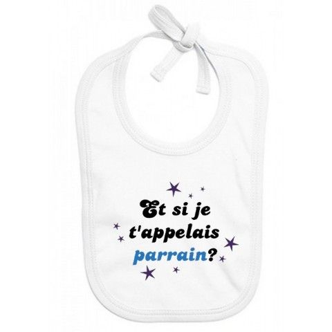 Bavoir de bébé j’aime mon parrain double cœur bleu