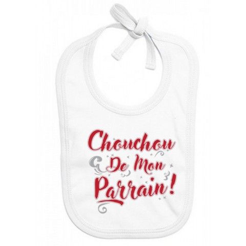 Bavoir de bébé i love mon parrain rouge et noir