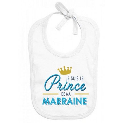 Bavoir de bébé j’aime ma marraine double cœur bleu