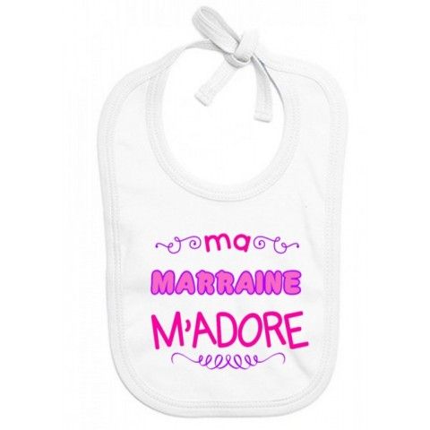 Bavoir de bébé j’aime ma marraine petits cœurs fille